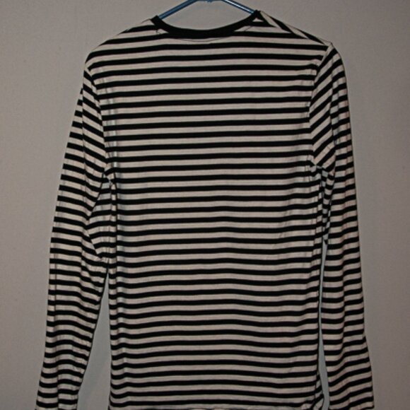 H&M Long Sleeve Stripped T Shirt Men Small Navy Blue and White - Picture 3 of 5